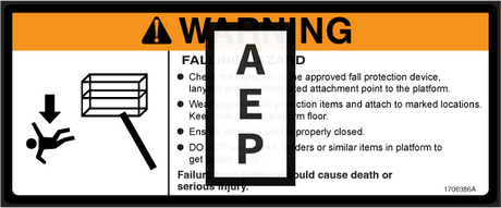 JLG 1706386 Decal Fall Hazard