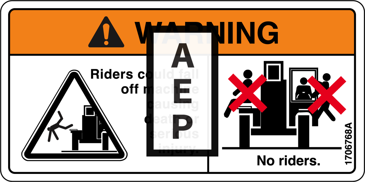 JLG 1706768 Decal Vehicle Roll Away