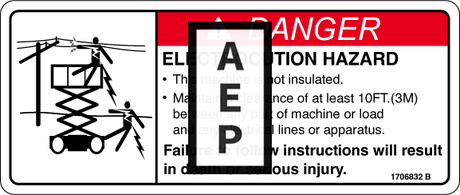JLG 1706832 Decal 1230Es Electrocution