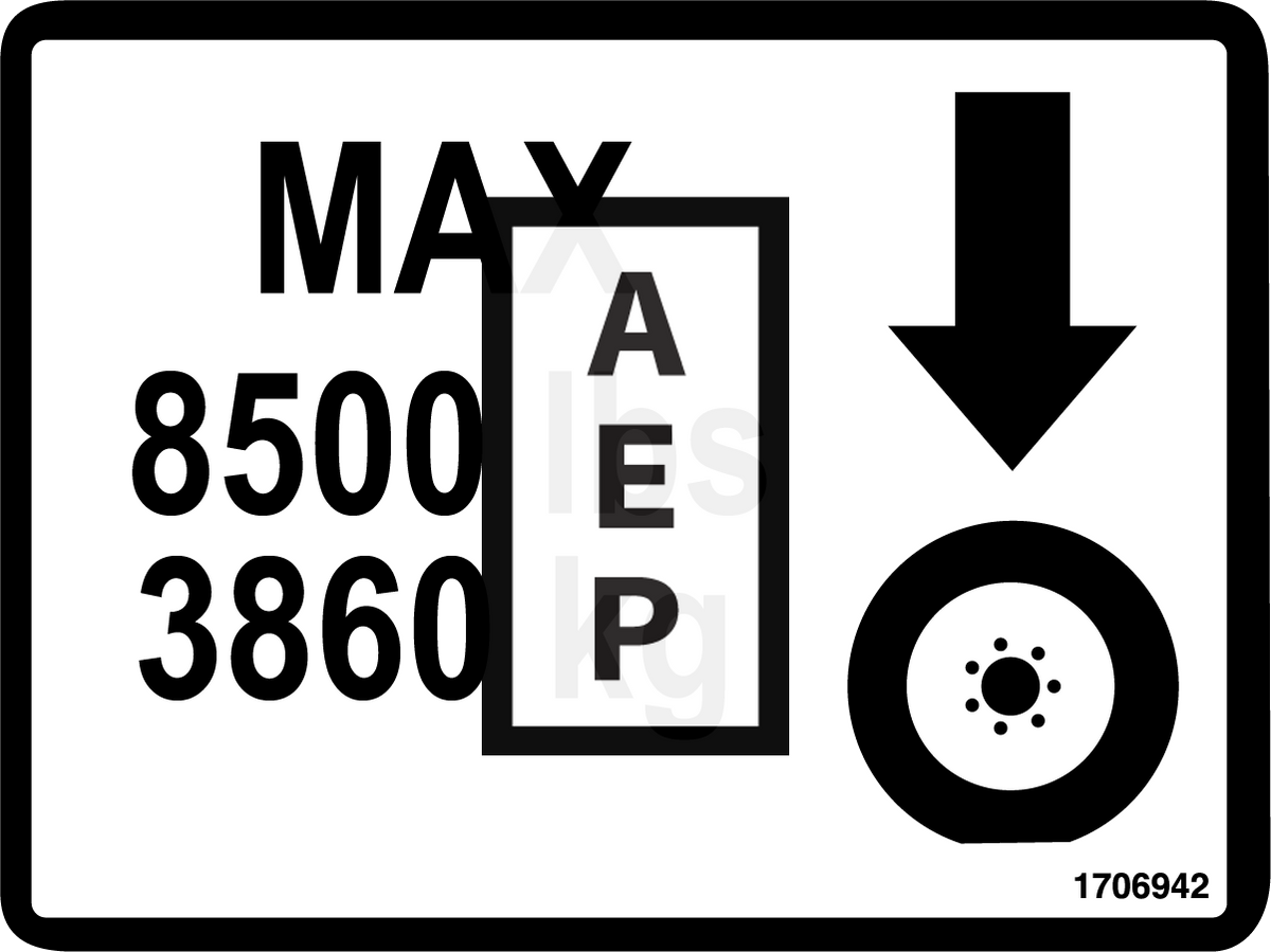 JLG 1706942 Decal Max Tire Load | Aerial Safety Labels