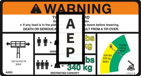 JLG 1707015 Decal Warning Dual Capacity
