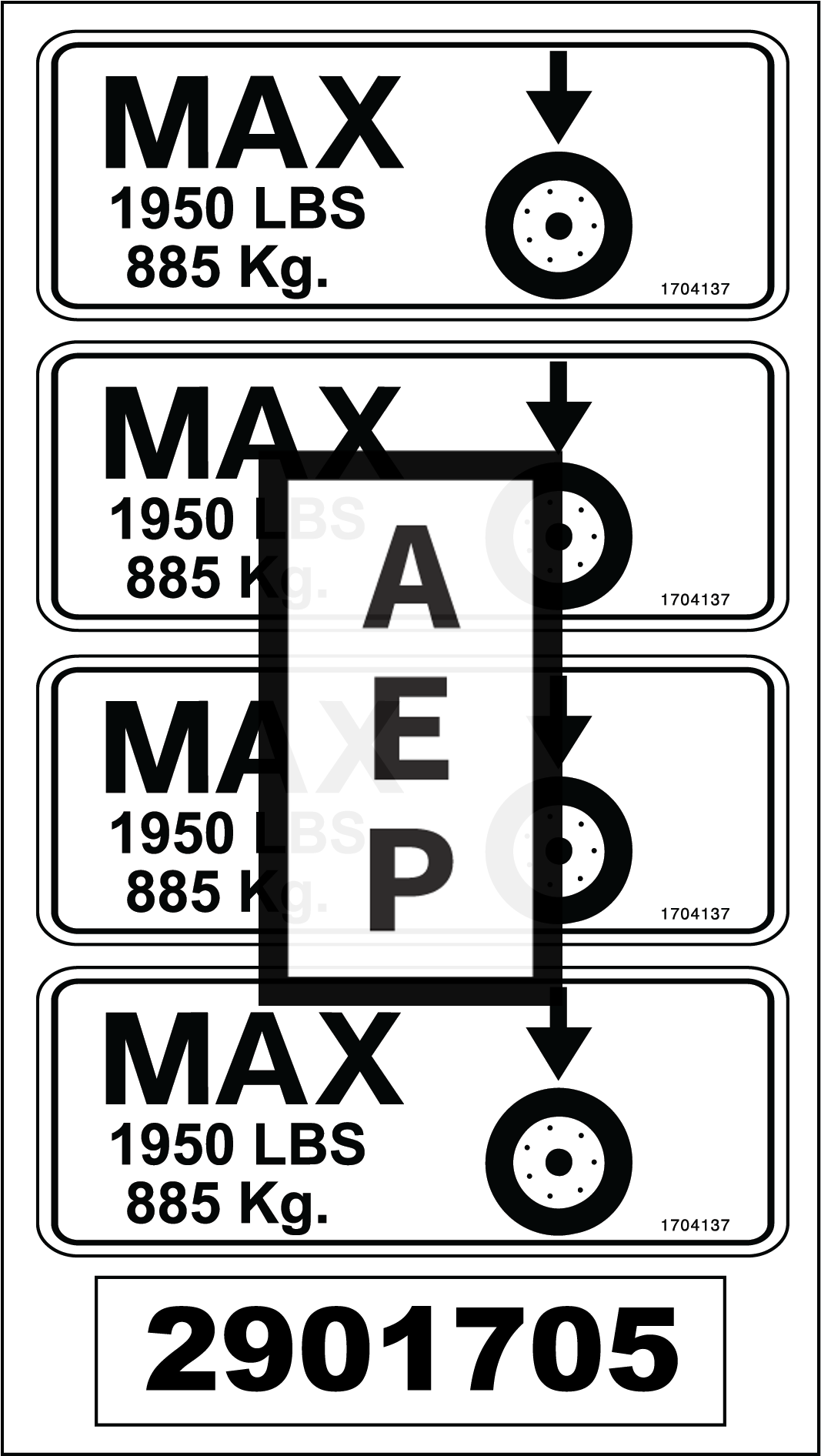 JLG 2901705 Decal Max Tired C E L A B J