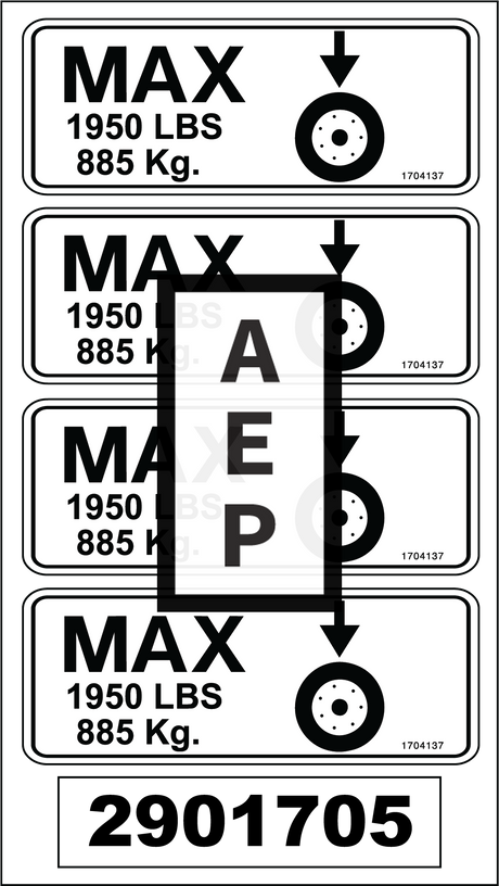 JLG 2901705 Decal Max Tired C E L A B J