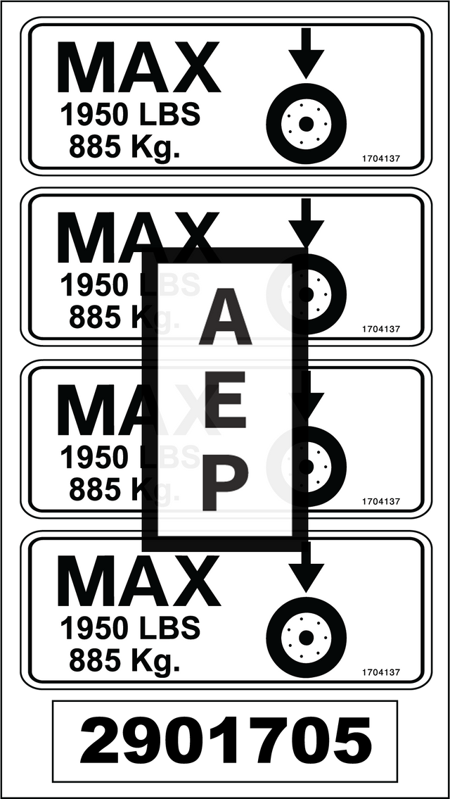 JLG 2901705 Decal Max Tired C E L A B J