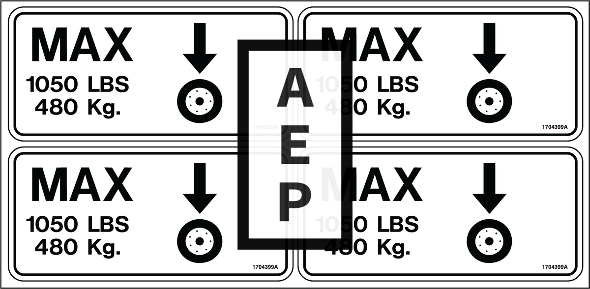 Platform Load Sticker JLG 2901849 Decal Kit Wheel Load Decals 1932E2 | Aerial Safety Labels