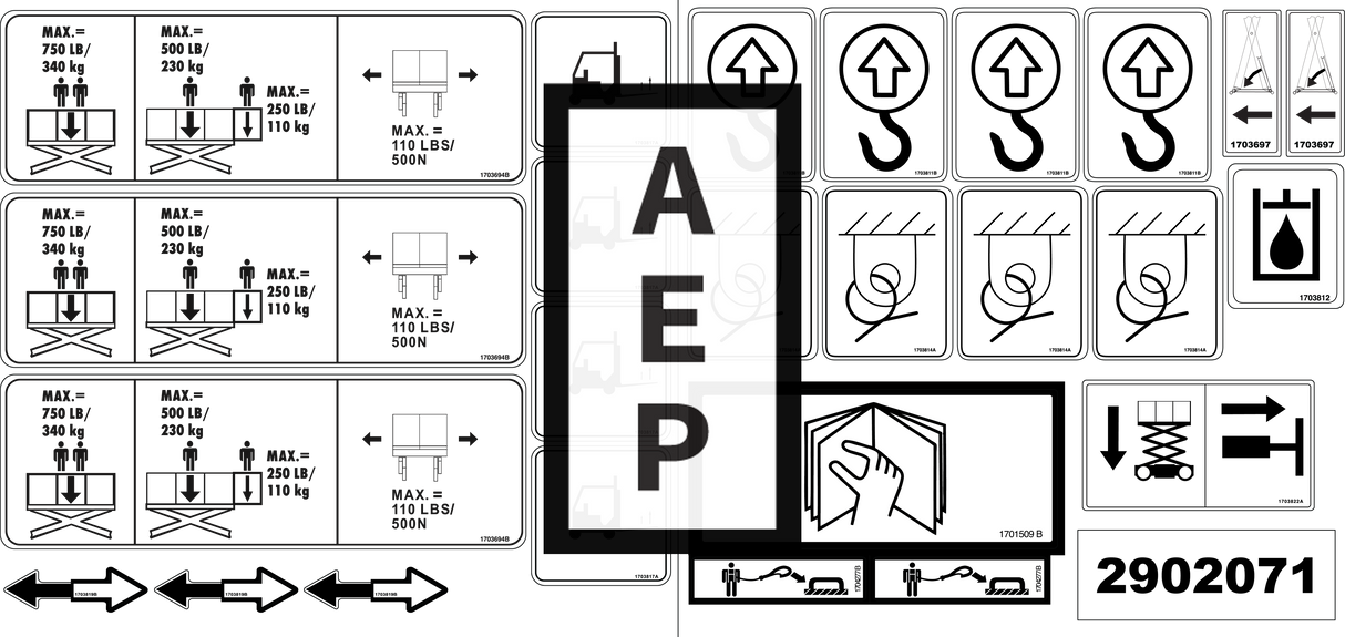 JLG 2902071 Decal Kit Pictogram 20 26 E2