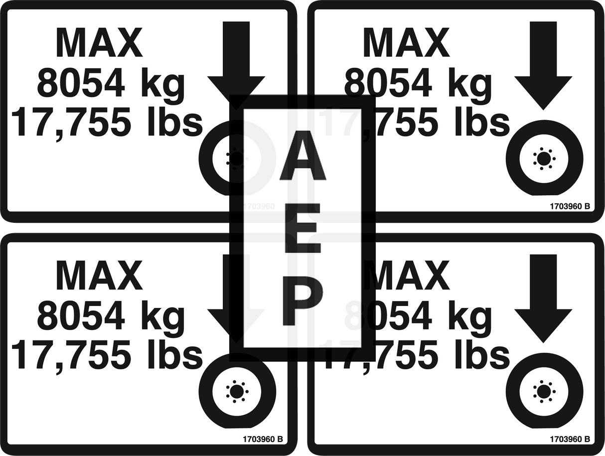 JLG 2902353 Decal Kit Max Tire Load 800A