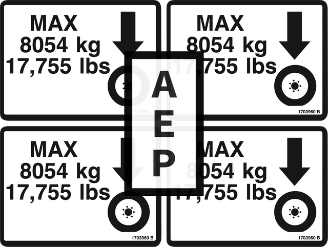 JLG 2902353 Decal Kit Max Tire Load 800A