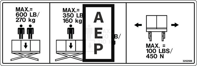 JLG 3252588 Decal Nameplate Capacity 600 Lb