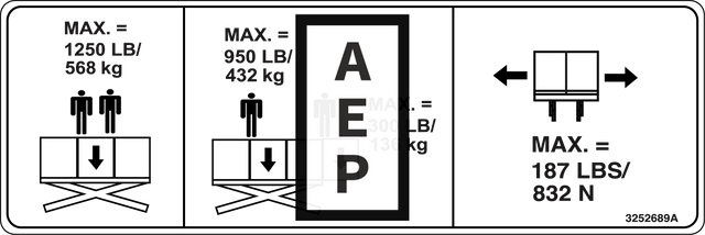 JLG 3252689 Decal Nameplate Capacity