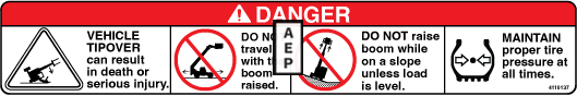 JLG 4110137 Decal Tip Over Hazard
