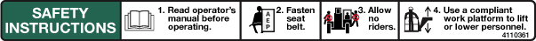 JLG 4110361 Decal Safety Instructions