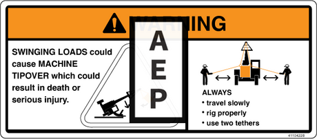 JLG 4110422 Decal Danger Swing Loads