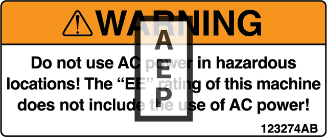 Skyjack 123274 Decal Warning Ac Power
