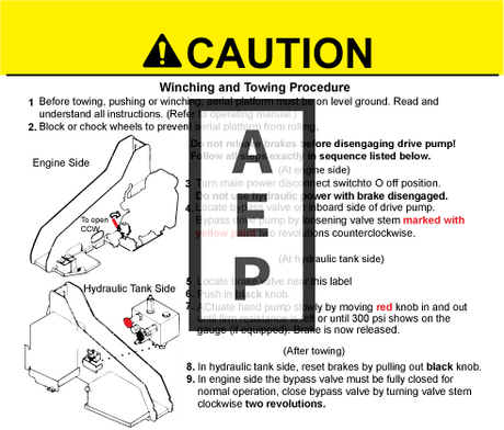 Skyjack 143472 Decal Caution Winch Tow