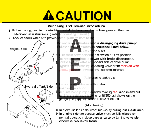 Skyjack 143472 Decal Caution Winch Tow
