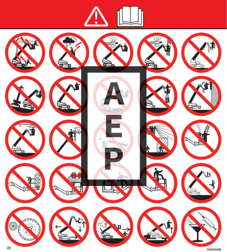 Skyjack 159500 Decal Warning Hazards Pic