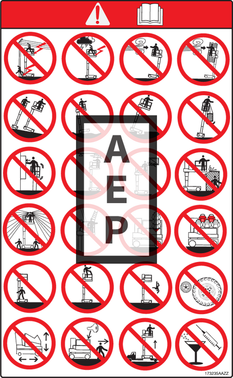 Skyjack 173235 Decal Warning Hazards Mas