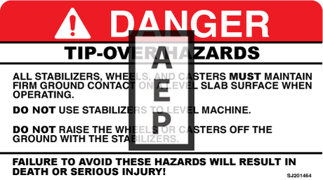 Skyjack 201464 Decal Tip Over Hazard