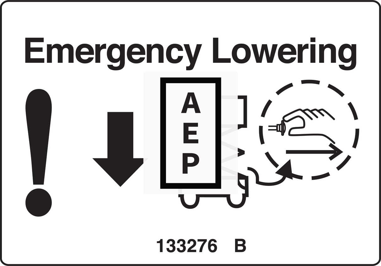 Genie 133276 DECAL,EMERGENCY LOWERING