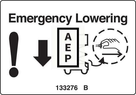 Genie 133276 DECAL,EMERGENCY LOWERING