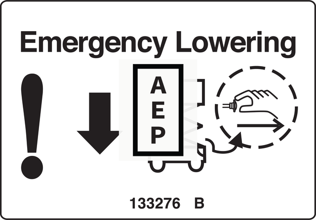 Genie 133276 DECAL,EMERGENCY LOWERING