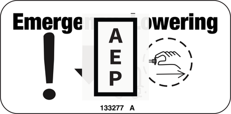 Genie 133277 DECAL,LABEL,EMERGENCY LOWERING