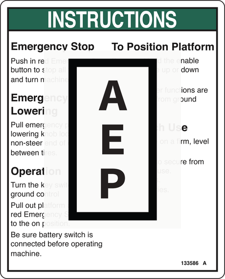 Genie 133586 DECAL,INSTRUCTIONS-OPER,GCP