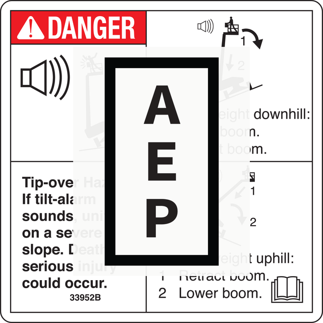 Genie 33952 DECAL,DANGER,TILT ALARM