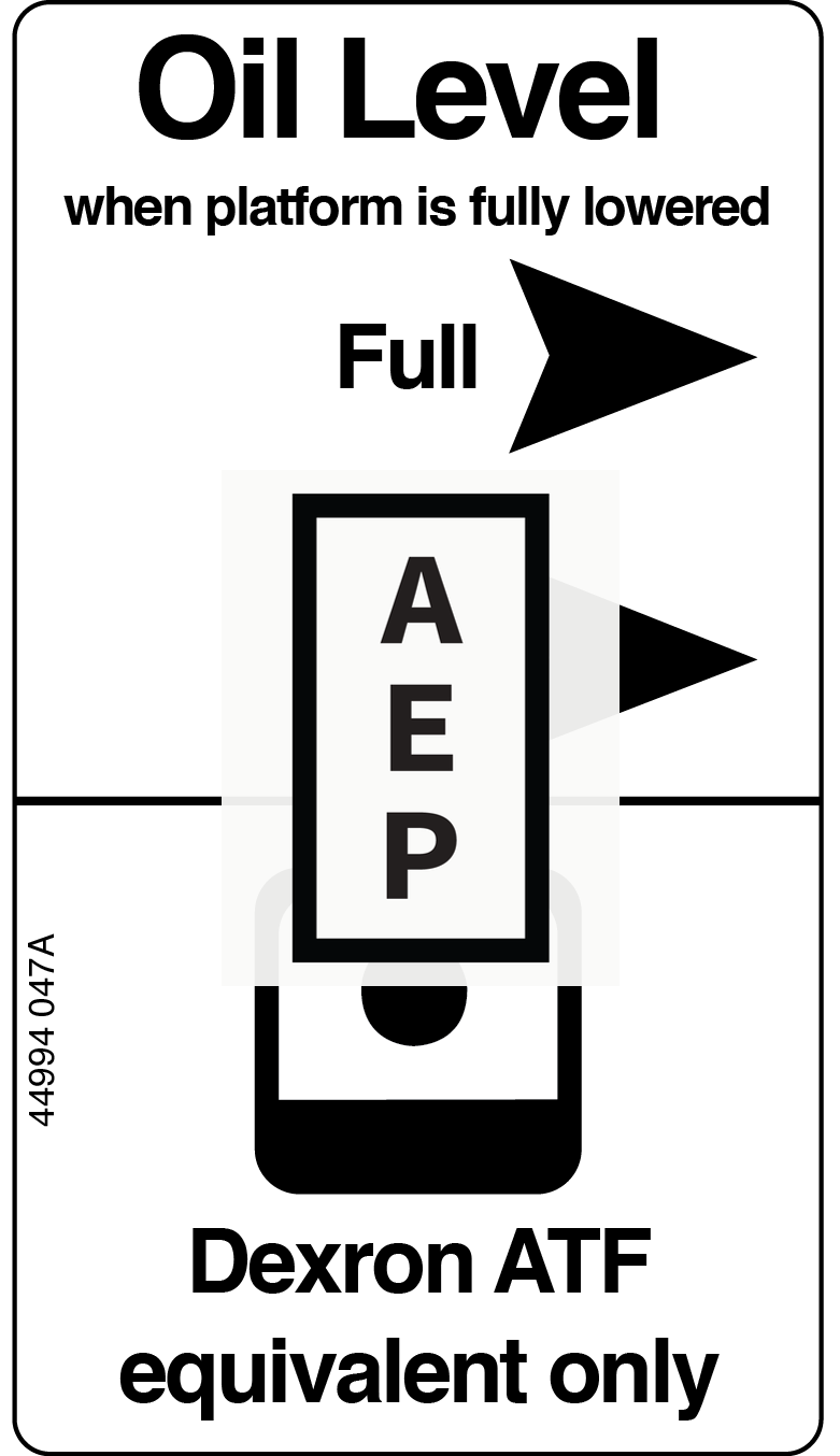 Genie 44994 DECAL,LABEL,DEXRON/FLUID LEVEL