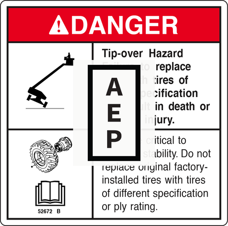 Genie 52672 DECAL,DANGER,TIPOVER HAZARD