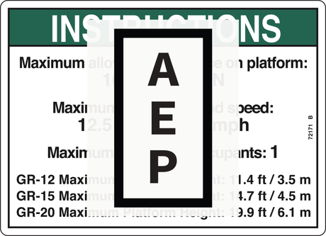 Genie 72171 DECAL,SIDE FORCE,100,GR,ANSI