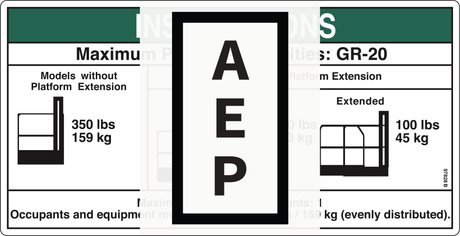 Genie 97828 DECAL-NOTICE,MAX CAP-350#,STD*