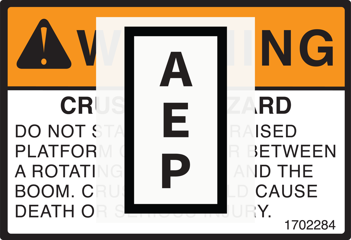 JLG 1702284, DECAL, (CRUSH HAZARD)