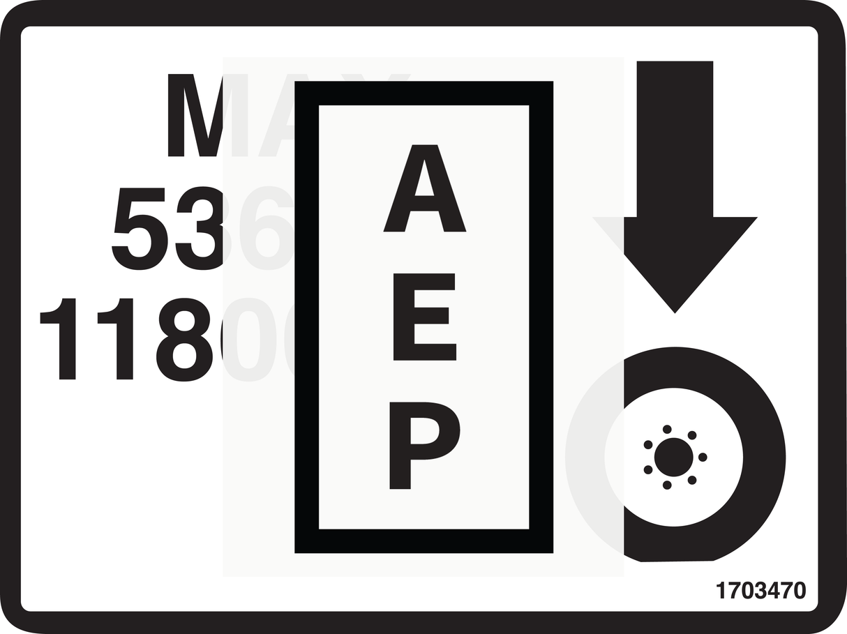 JLG 1703470, DECAL,MAX TIRE LOAD
