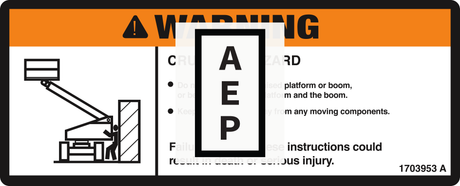 JLG 1703953, DECAL, CRUSH WARNING