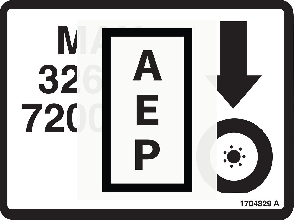 JLG 1704829, DECAL,MAX TIRE LOAD (7200 LB)