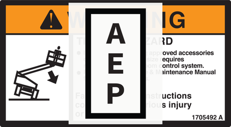 JLG 1705492, DECAL,TIP-OVER PLF CHANGE