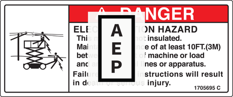 JLG 1705695, DECAL,ELECTROCUTION 1930ES