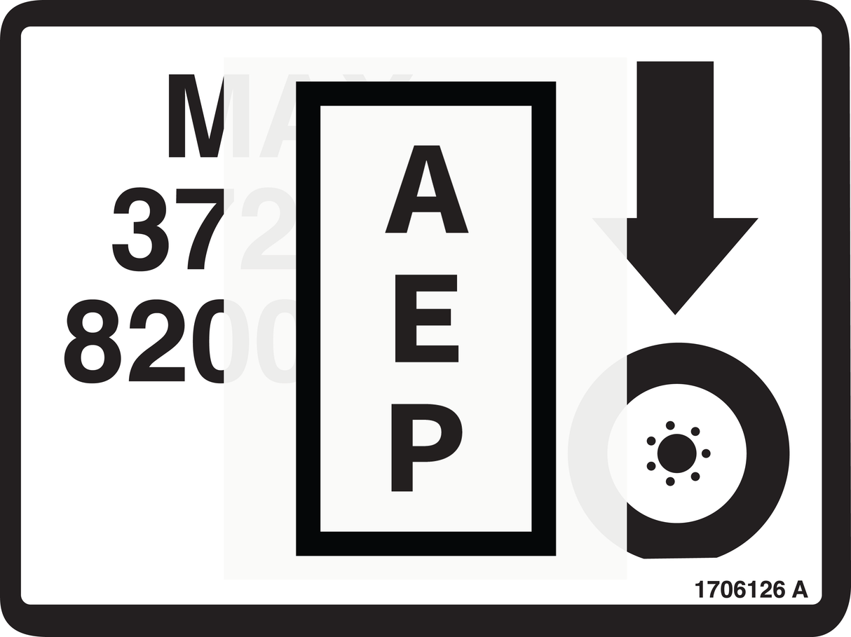 JLG 1706126, DECAL, MAX TIRE LOAD