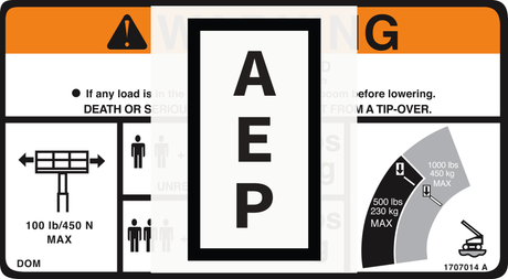 JLG 1707014, DECAL,WARNING DUAL CAPACITY