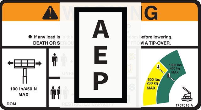 JLG 1707016, DECAL,WARNING DUAL CAPACITY