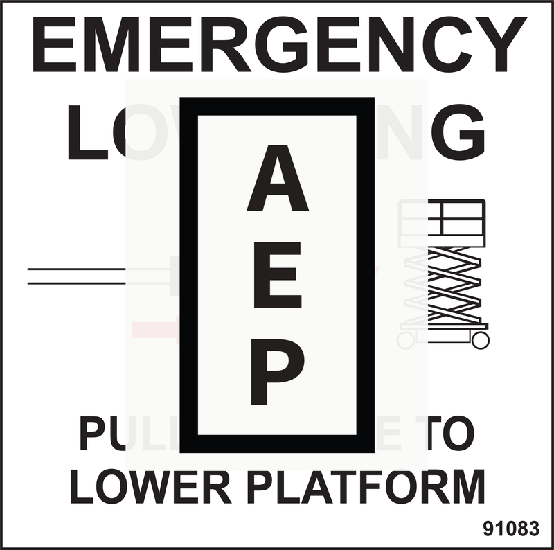 Mec 91083 Decal, Emergency Lower Cable
