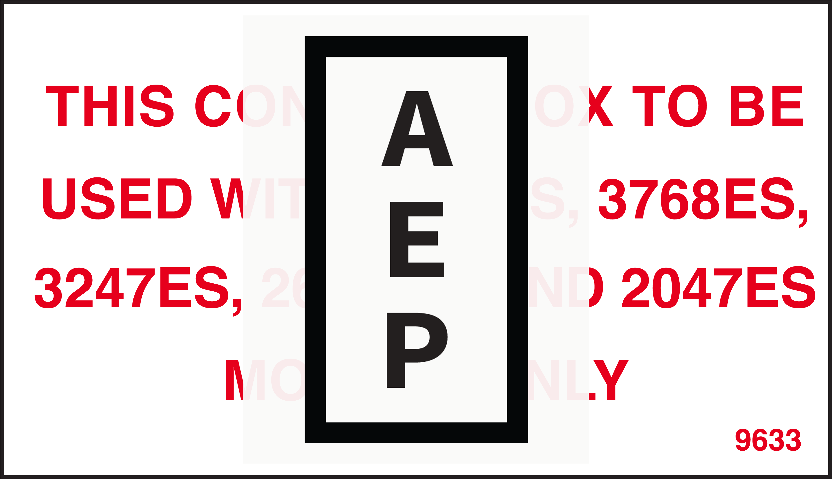 Decals Control Box MEC Decal, Control Box 9633 | Aerial Equipment Parts