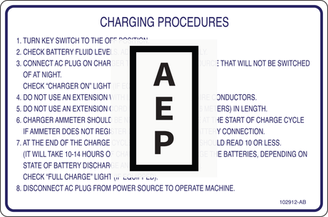 Skyjack 102912 Decal, Battery Charge