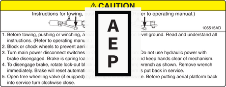 Skyjack 106515 Decal, Caution Brake