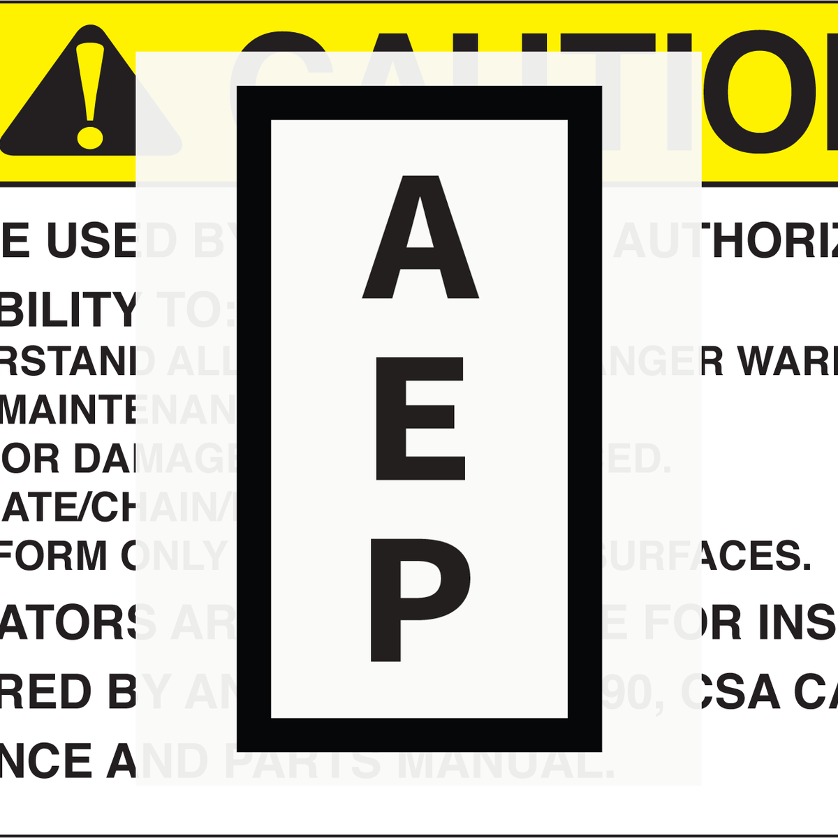 Skyjack Decal, Caution 106695 | Aerial Equipment Parts