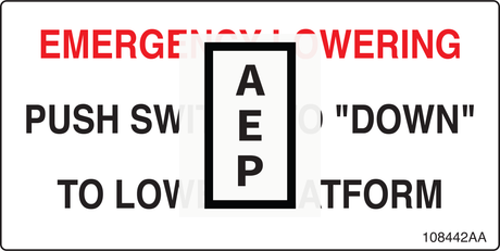 Skyjack 108442 Decal, Push SW To Down