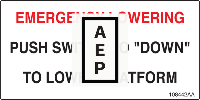 Skyjack 108442 Decal, Push SW To Down