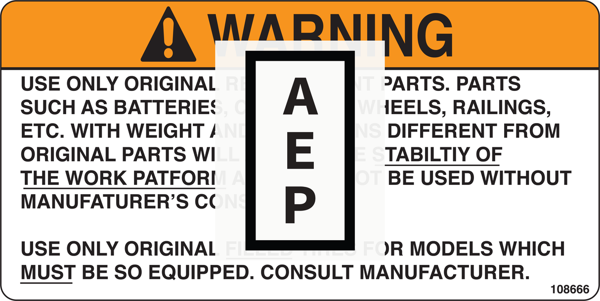 Skyjack 108666 Decal, Caution Replacement